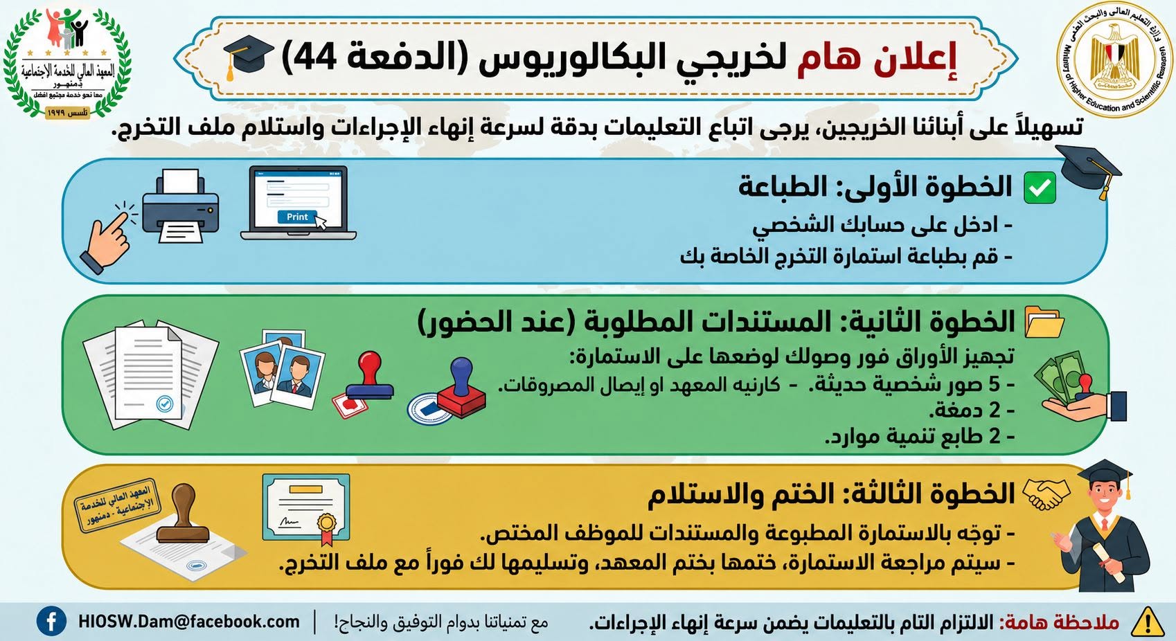 تسليم ملفات الخريجين